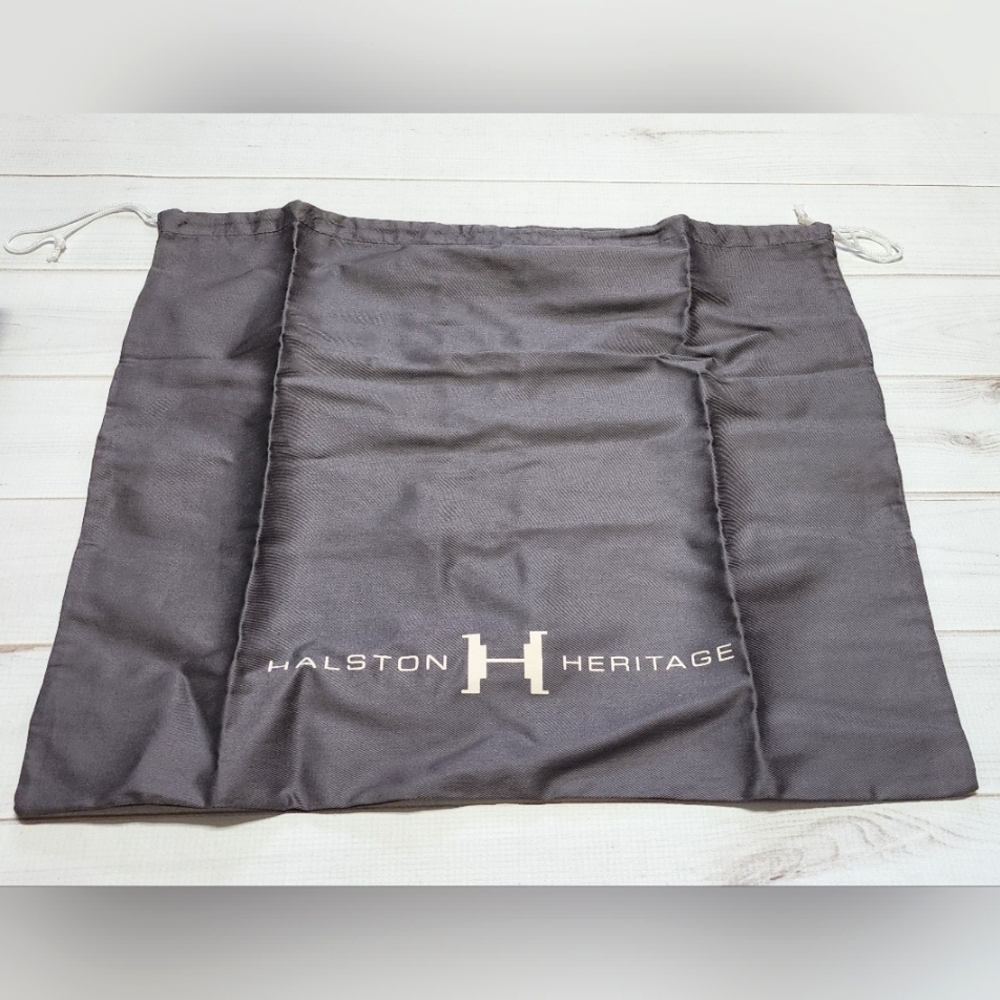 Halston Black Italian Leather Tote Handbag Large Structured Satchel $495 Retail - Picture 9 of 15